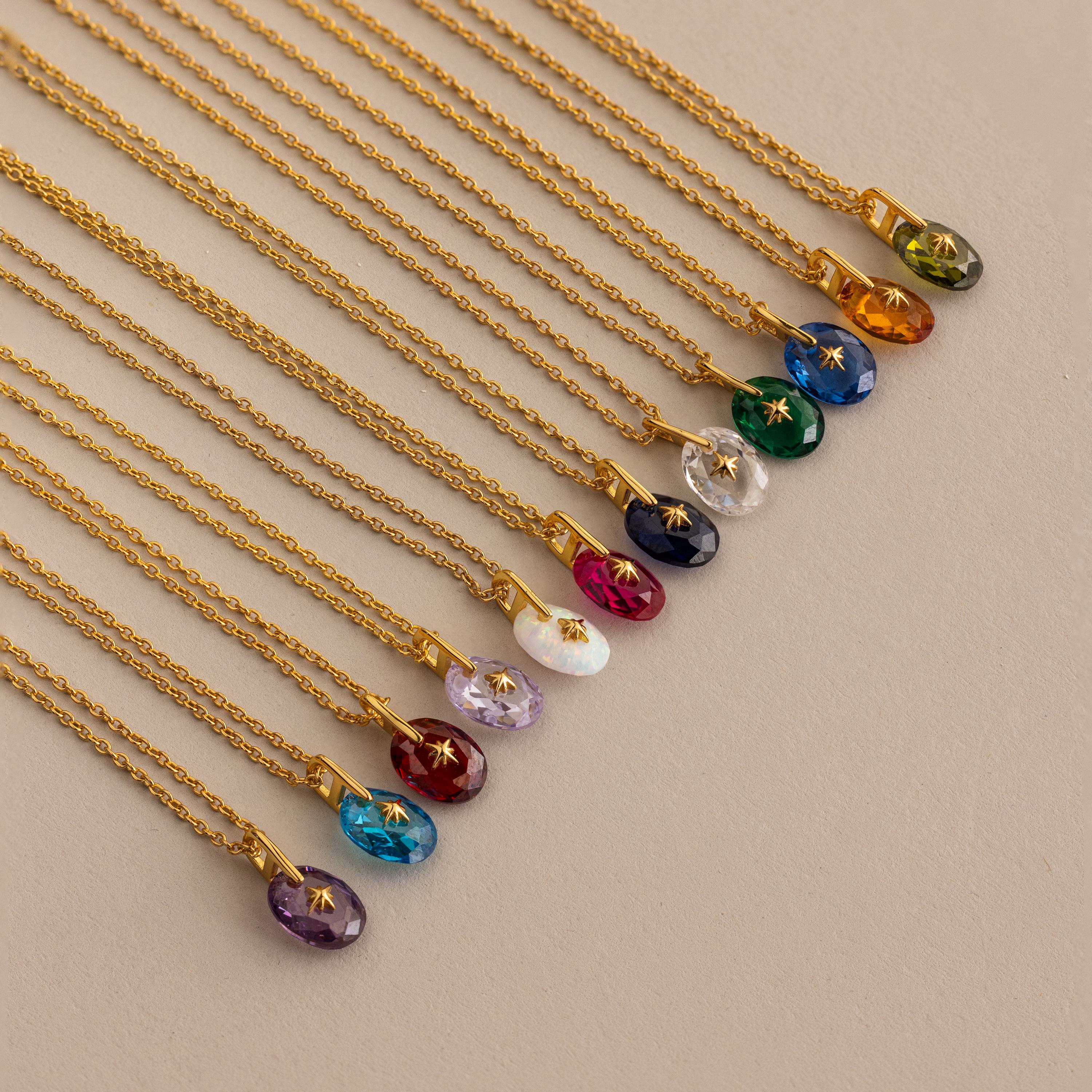 North Star Birthstone Signet Necklace in Peridot - Image 5